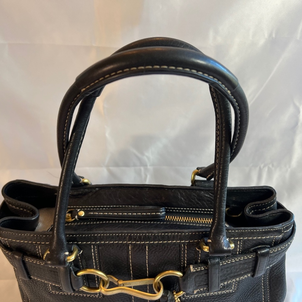 Coach Hamptons Black Pebbled Leather Horsebit Satchel Style 10212 - Picture 3 of 15